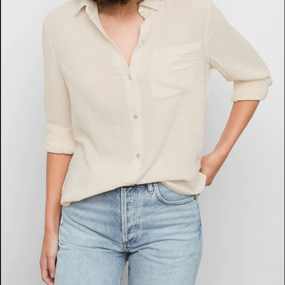 Medium RAILS Ellis Cotton Gauze Button Down in Lemon